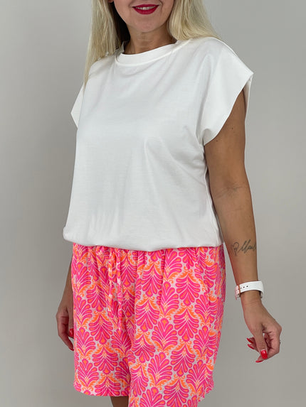 Shirt Basic mit Gummizug- Bündchen in Weiß