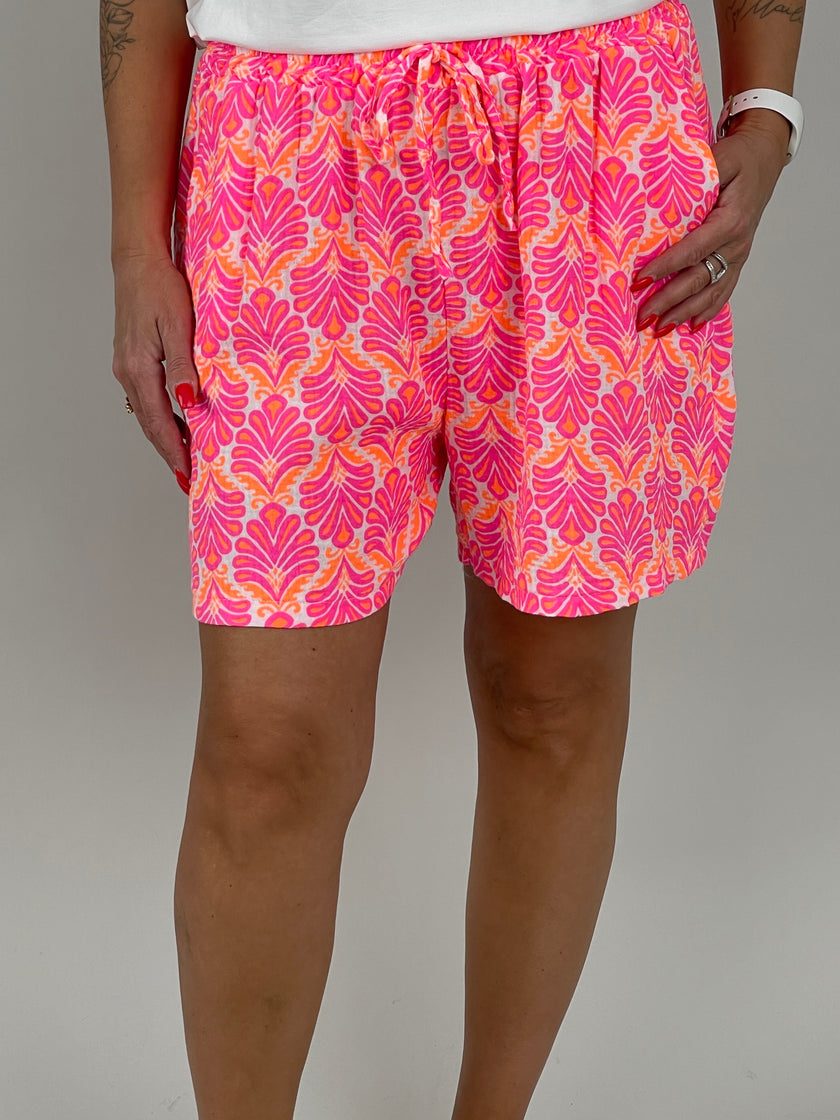Musselin Shorts Muster in Pink/Orange