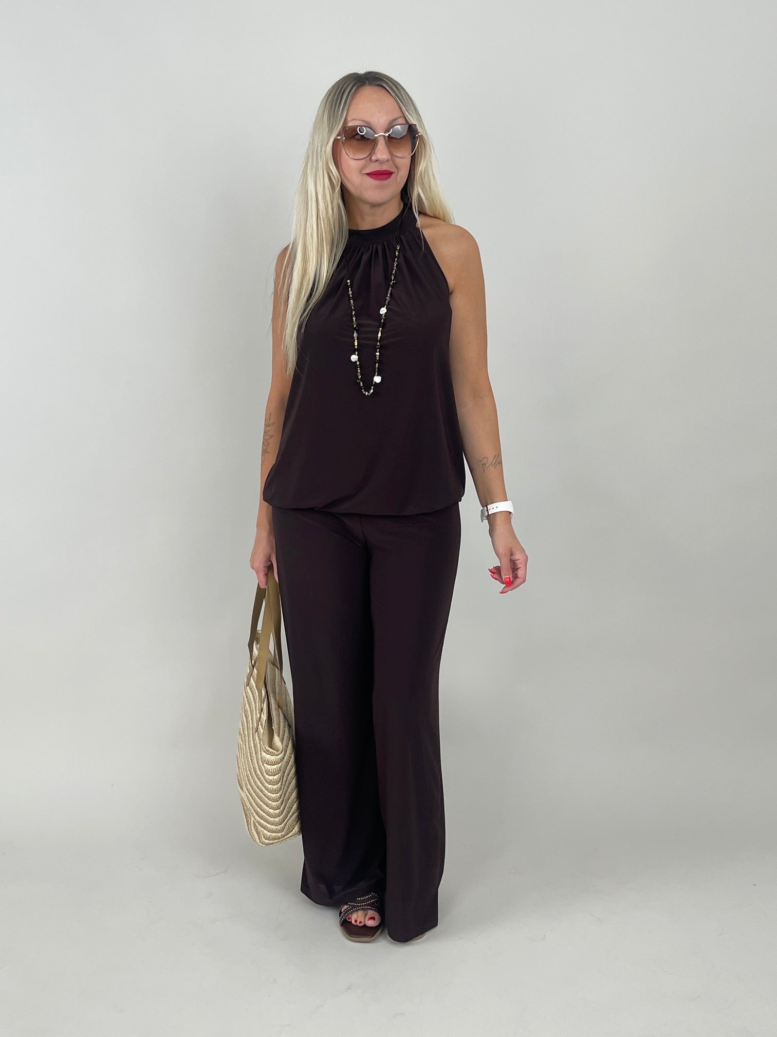 Marlenehose Kofferstoff in Mokka