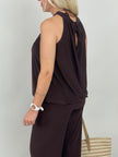 Neckholder Top Kofferstoff Uni in Mokka