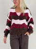Cardigan mit Streifen in Mokka/Bordeaux Art. 6313