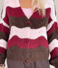 Cardigan mit Streifen in Mokka/Bordeaux Art. 6313