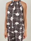 Neckholder Top Muster in Mokka/Offwhite Artikel 5919