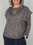Sweatshirt Kurzarm mit Kapuze Leo/Mokka