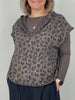 Sweatshirt Kurzarm mit Kapuze Leo/Mokka
