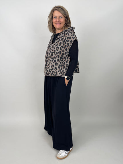 Sweatshirt Kurzarm mit Kapuze Leo/Mokka