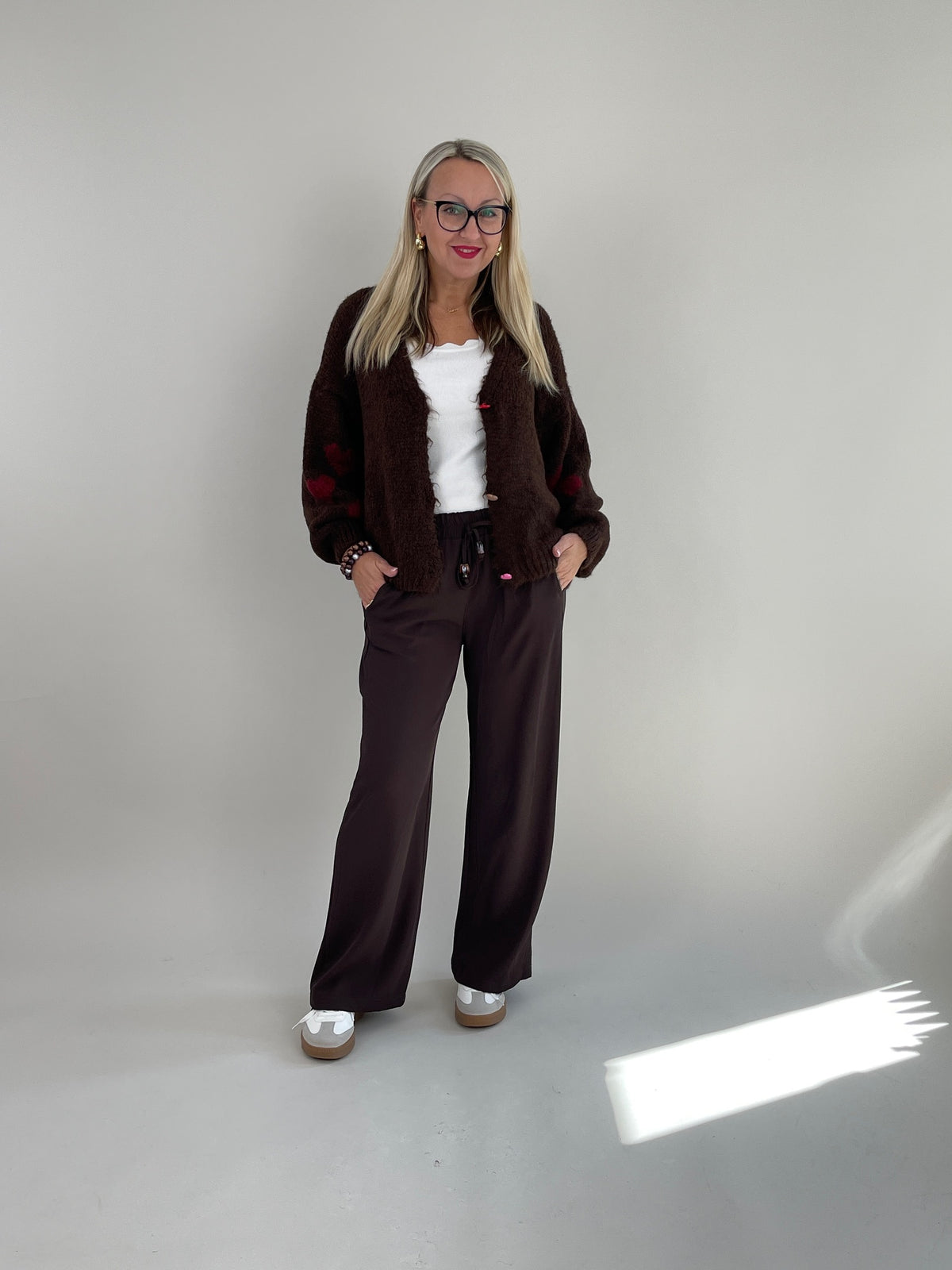Cardigan Herzen in Mokka