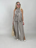 2-Teiler Neckholder-Top & Weite Hose in Taupe