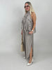 2-Teiler Neckholder-Top & Weite Hose in Taupe