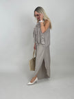 2-Teiler Neckholder-Top & Weite Hose in Taupe