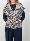 Sweatshirt Kurzarm mit Kapuze Leo/Taupe
