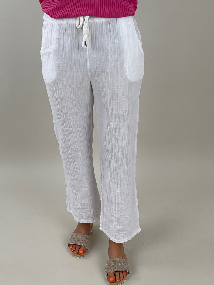 Musselin Hose in Weiß
