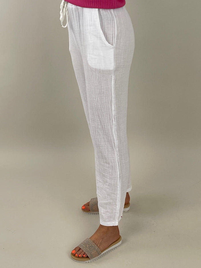 Musselin Hose in Weiß