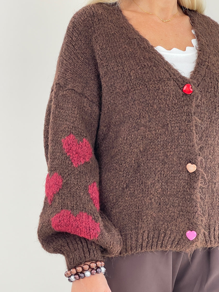 Cardigan Herzen in Mokka Artikel 6305