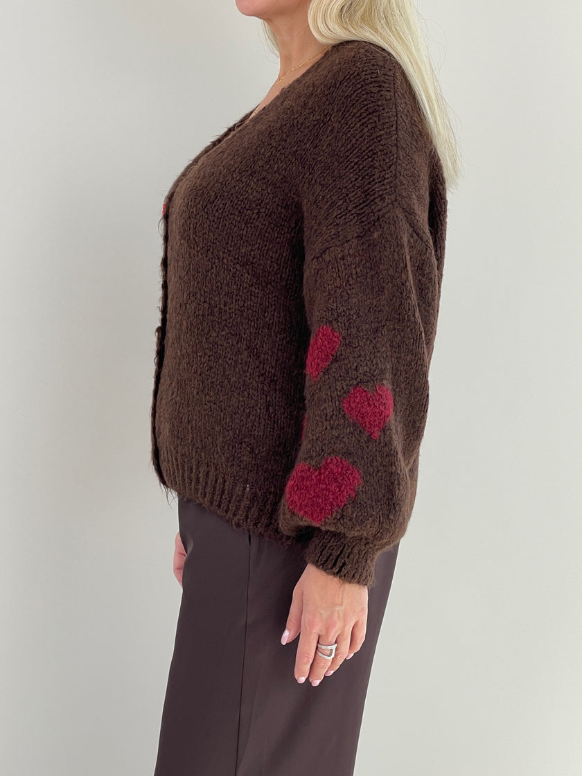 Cardigan Herzen in Mokka Artikel 6305