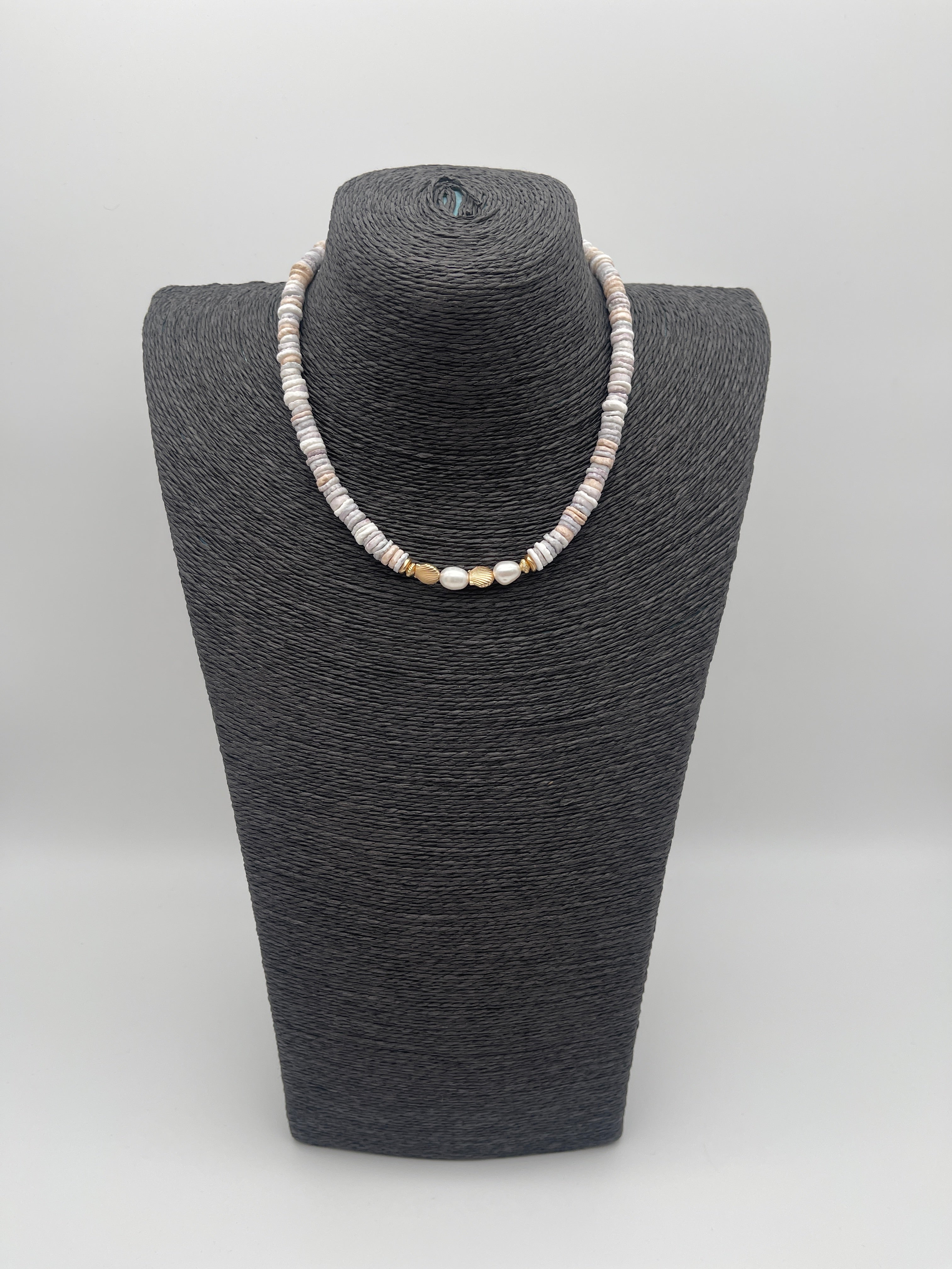 Kette Kurz in Beige/Grau