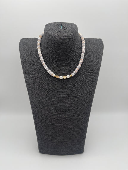 Kette Kurz in Beige/Grau