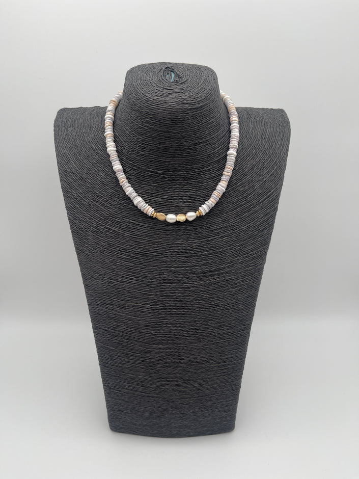 Kette Kurz in Beige/Grau