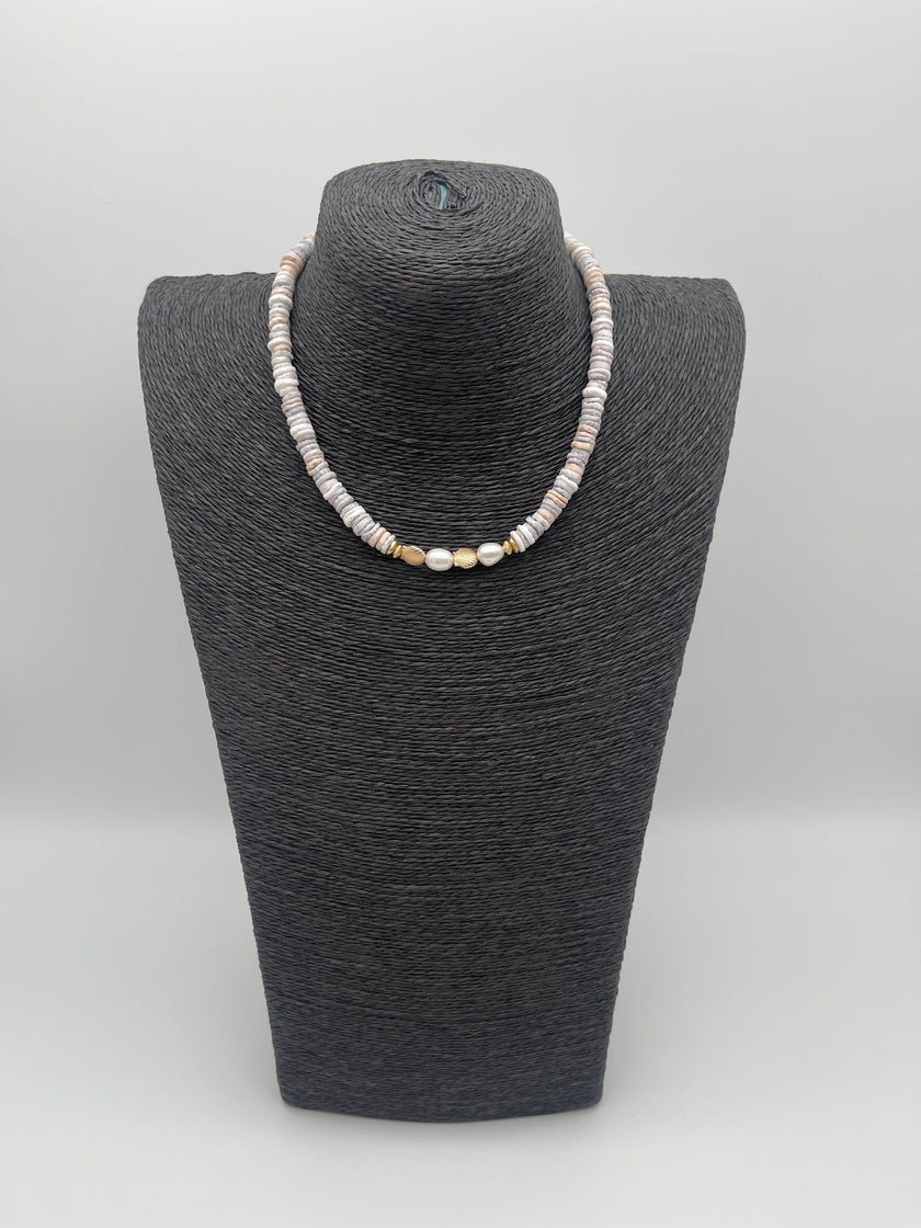 Kette Kurz in Beige/Grau