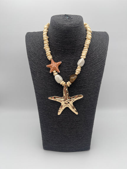 Kette Kurz Seestern mit Details Gold