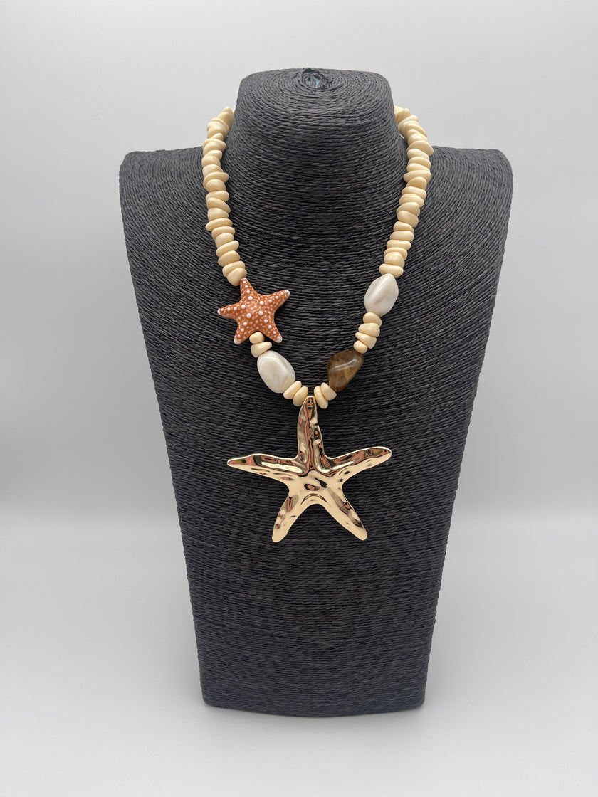Kette Kurz Seestern mit Details Gold