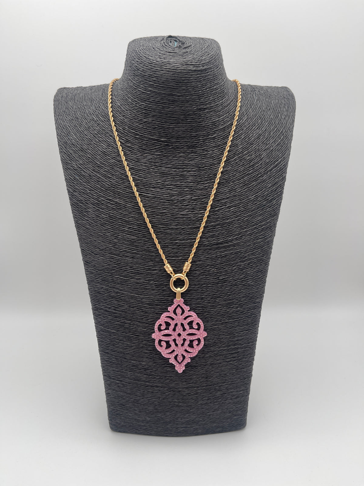 Kette Glitzer Anhänger Gold/Pink