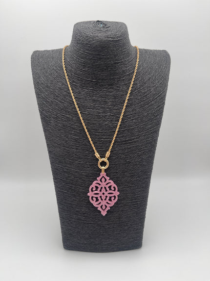 Kette Glitzer Anhänger Gold/Pink