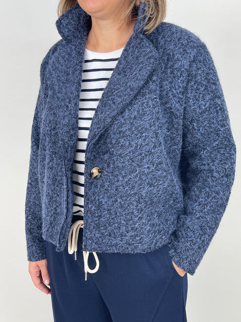 Kuschelige Blazerjacke in Marine