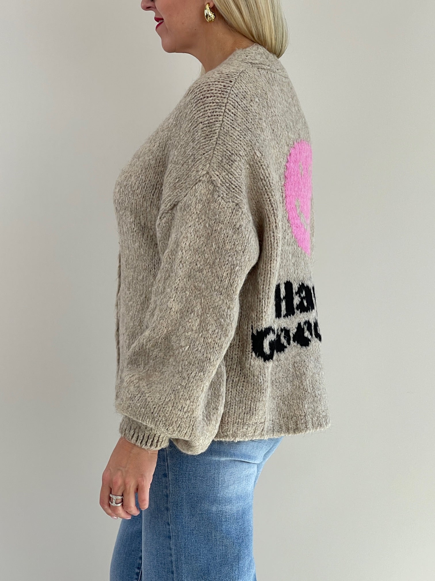 Cardigan Smiley in Taupe Artikel 6310