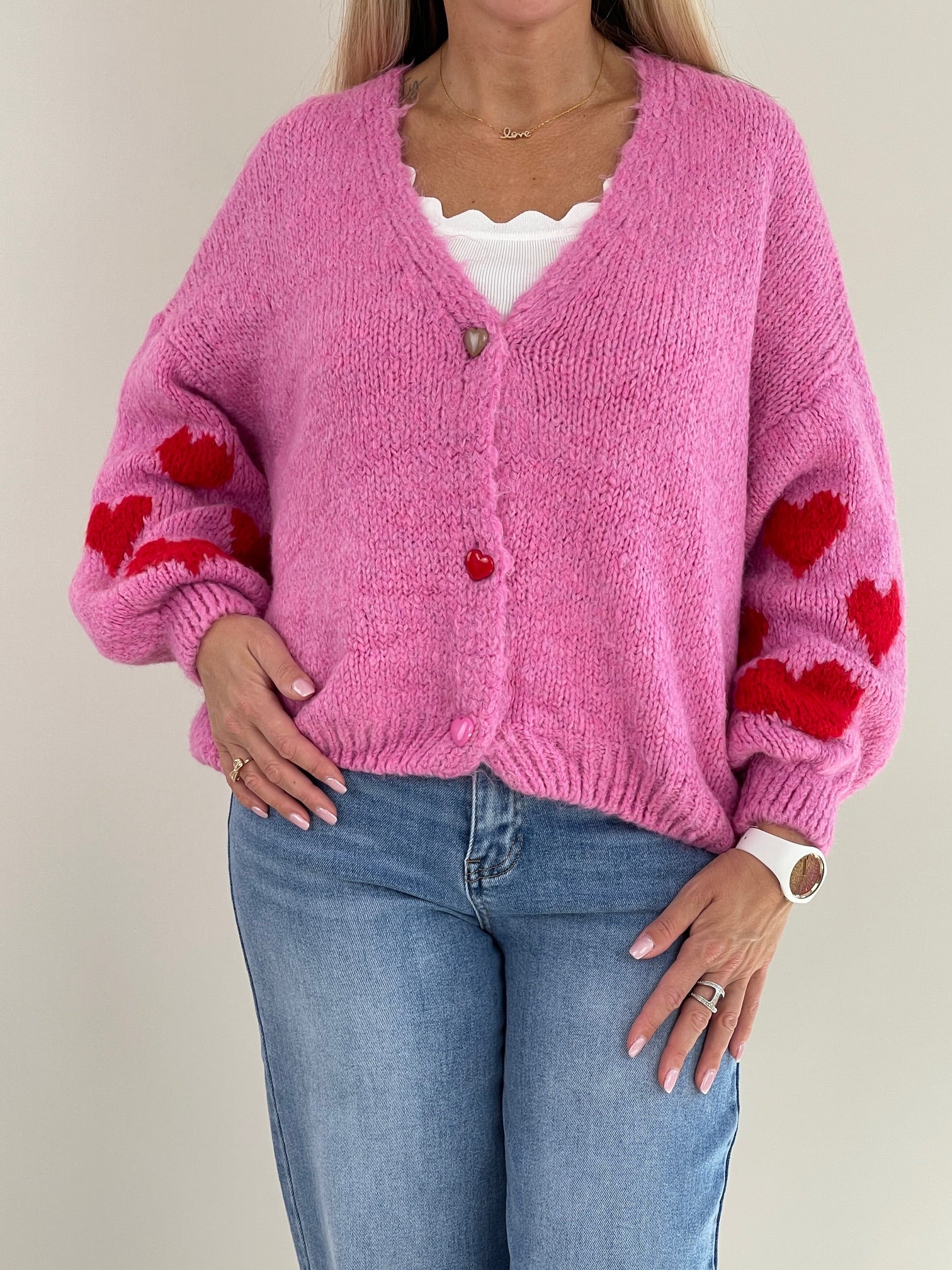 Cardigan Herzen in Pink Artikel 6307