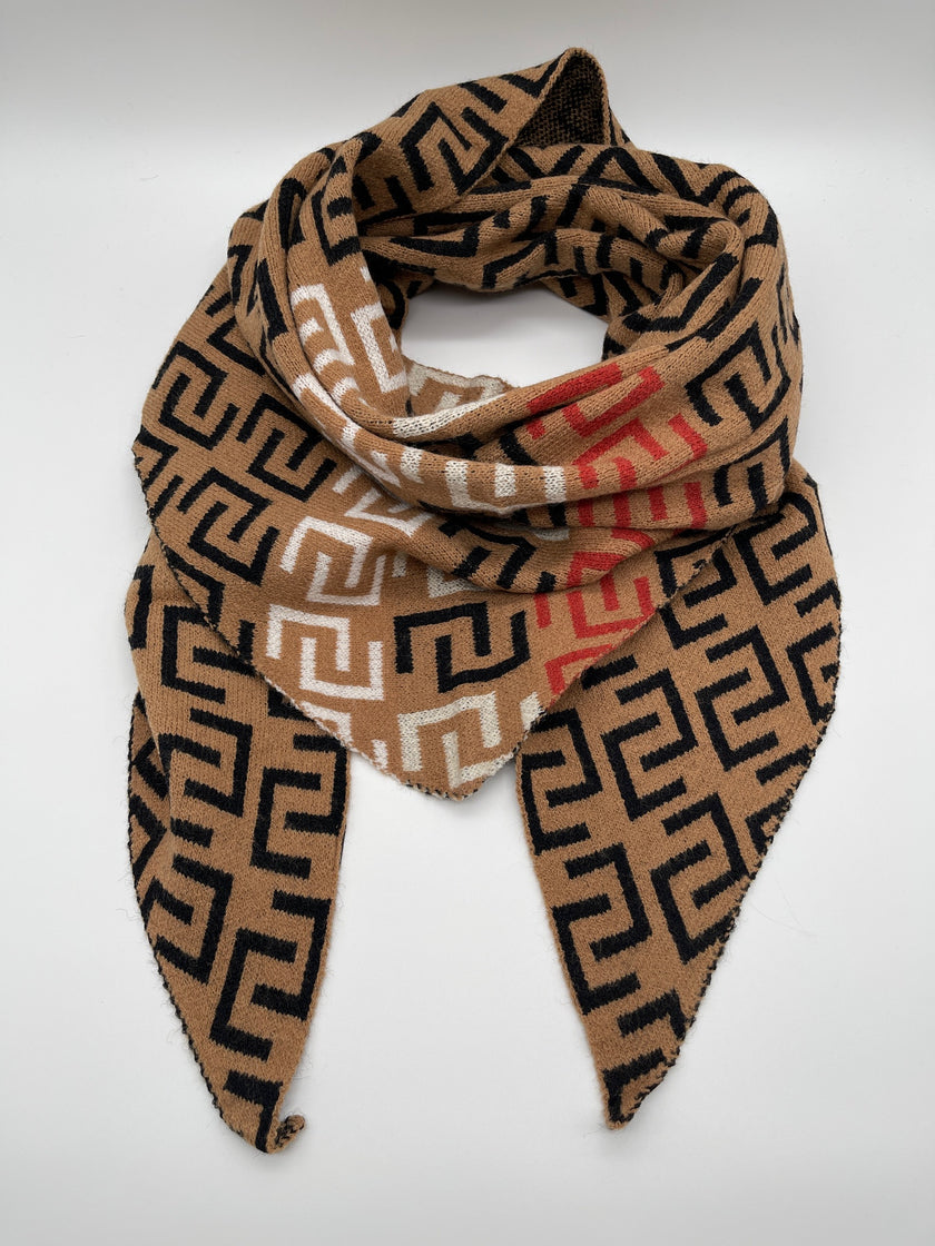 Dreiecks-Schal Muster in Camel/Schwarz Artikel 5436