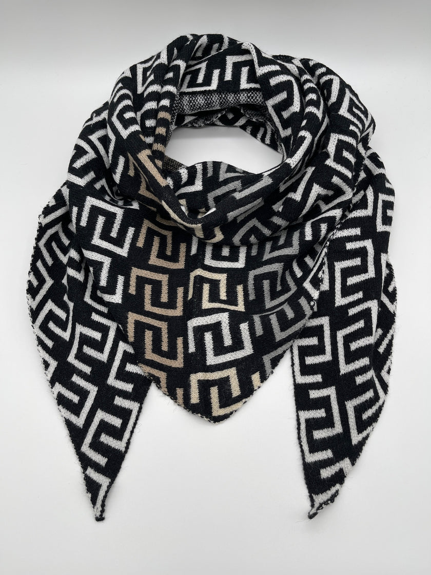 Dreiecks-Schal Muster in Schwarz/Weiß Artikel 5437