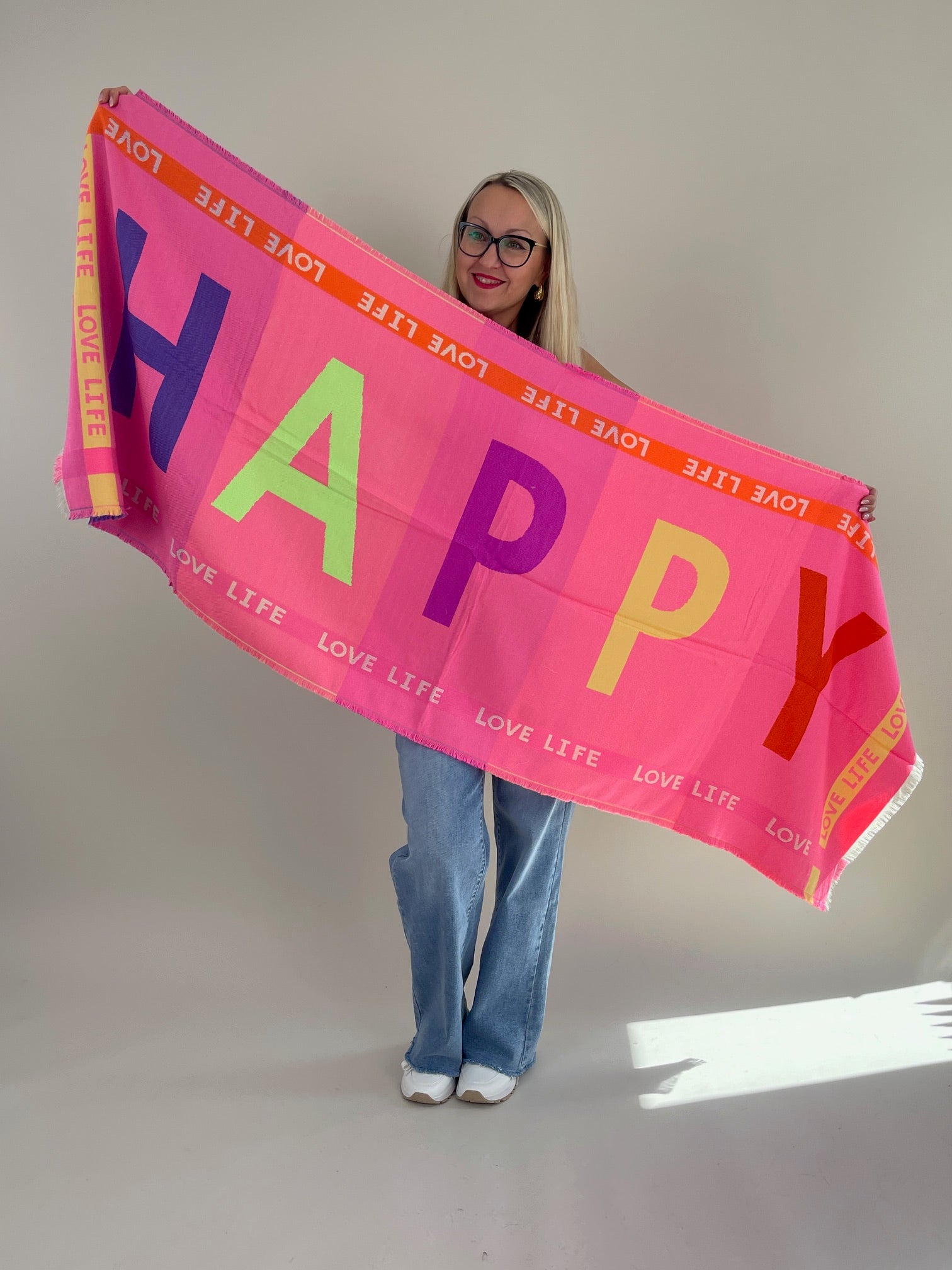Schal Happy Love Life in Bunt Art. 6311