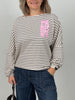 Sweatshirt Streifen mit Print in Mokka/Creme