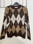 Pullover Rauten Muster in Mokka/Offwhite Art. 6664