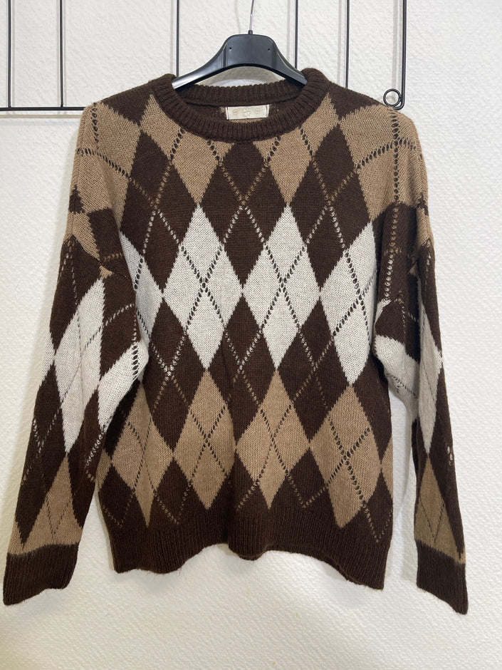 Pullover Rauten Muster in Mokka/Offwhite Art. 6664