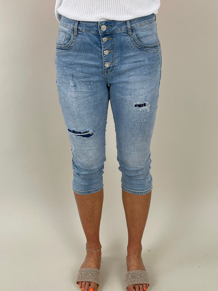 Capri-Jeans mit Strasssteinchen Artikel 5891