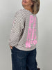 Sweatshirt Streifen mit Print in Mokka/Creme