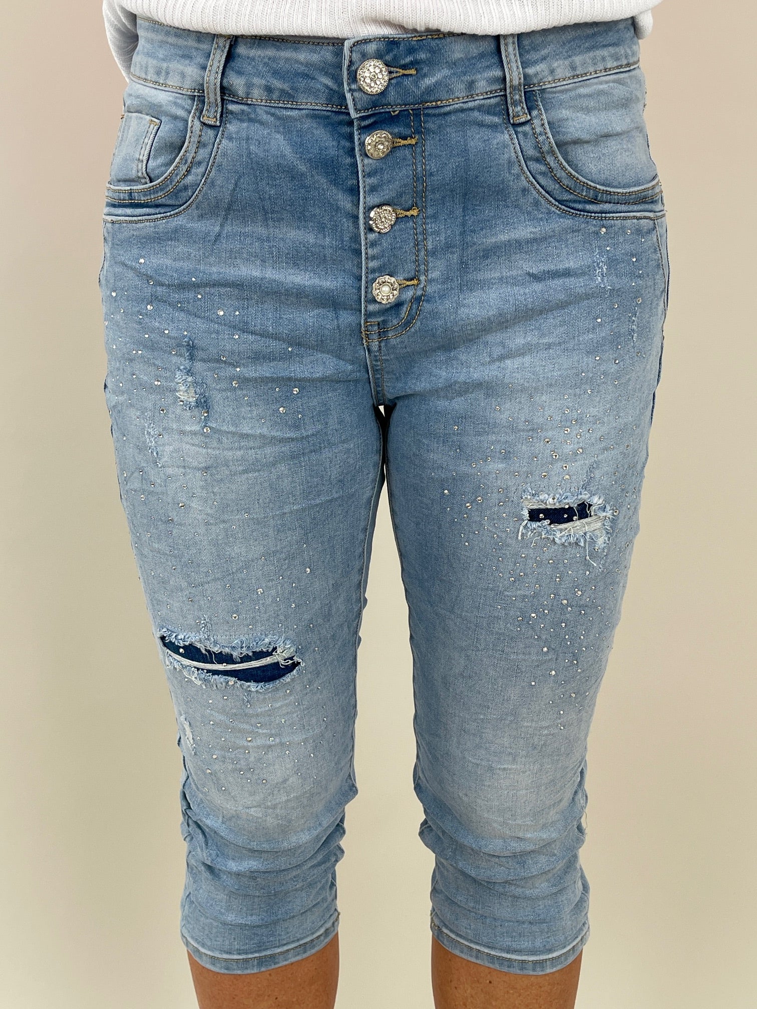 Capri-Jeans mit Strasssteinchen Artikel 5891