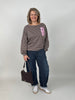 Sweatshirt Streifen mit Print in Mokka/Taupe