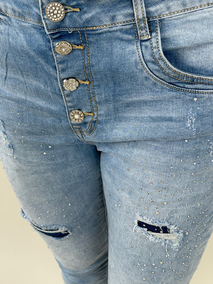 Capri-Jeans mit Strasssteinchen Artikel 5891