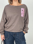 Sweatshirt Streifen mit Print in Mokka/Taupe