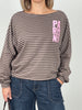 Sweatshirt Streifen mit Print in Mokka/Taupe
