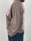 Sweatshirt Streifen mit Print in Mokka/Taupe