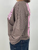 Sweatshirt Streifen mit Print in Mokka/Taupe