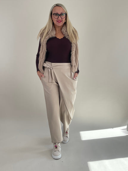 Hose mit Bindedetail in Beige Art. 6315