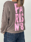 Sweatshirt Streifen mit Print in Mokka/Taupe