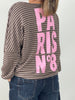 Sweatshirt Streifen mit Print in Mokka/Taupe