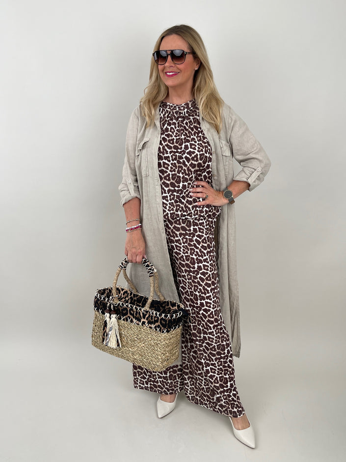 Kleid Maxi Leinen in Beige Artikel 5957