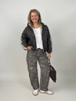 Steppjacke mit Streifen in Mokka